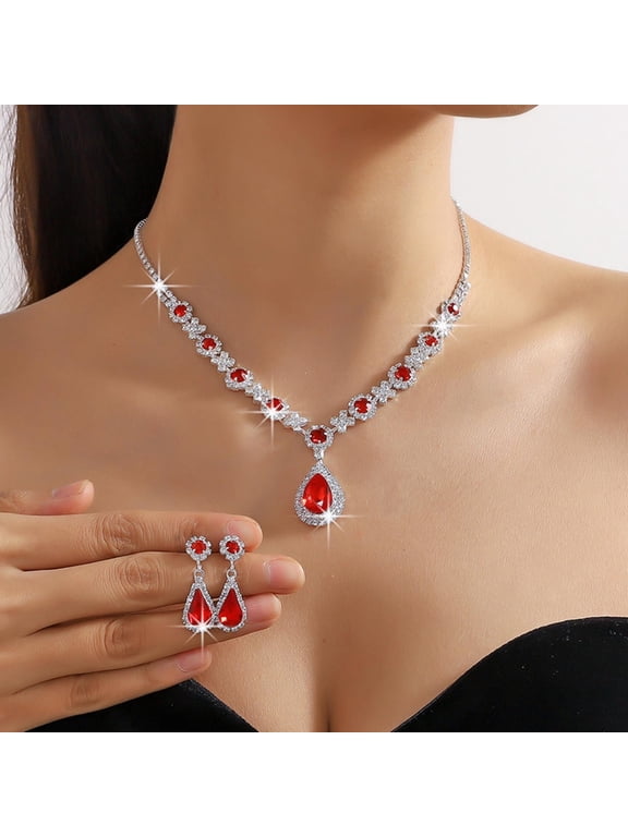 Elegant Necklace Sets for Women Luxury Choker Necklace and Earrings Set Wedding Dress Bridal Jewelry Sets Fashion