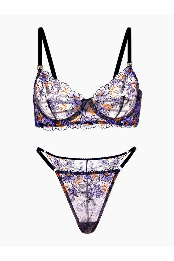 Elegant Noir Black Lace Lingerie Set (BLACK, 2XL+)