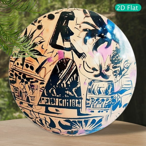 Elegant Nubian Pottery Vessel Metal Wall Art - Aluminum Decorative Painting for Home & Office, Perfect for Single Parties, Anniversaries, Graduations, and Beach-Themed Celebrations