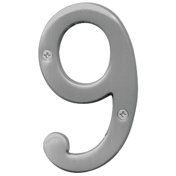 Elegant Number 9 Satin Nickel House Number - 4-Inch High Visibility Modern Font