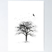 Elegant Oak Tree Art Line Sketch Poster Wall Art, Modern Wall Decor For Living Room Bedroom, 8x12 UNFRAMED