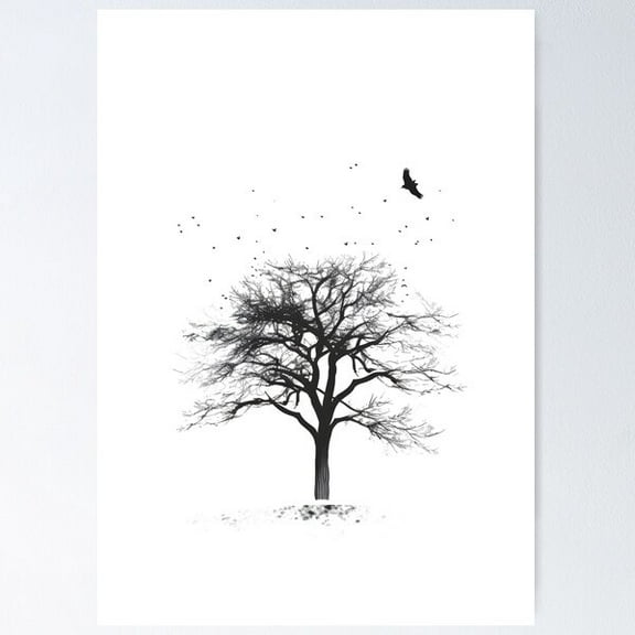 Elegant Oak Tree Art Line Sketch Poster Wall Art, Modern Wall Decor For Living Room Bedroom, 8x12 UNFRAMED