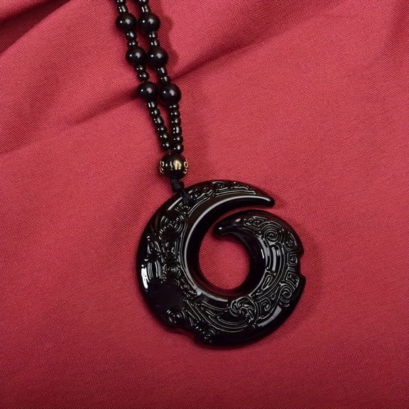 Elegant Obsidian Pendant Necklace for Men & Women - Good Luck Charm, Natural Stone Design, Fashion Jewelry Gift,1pc