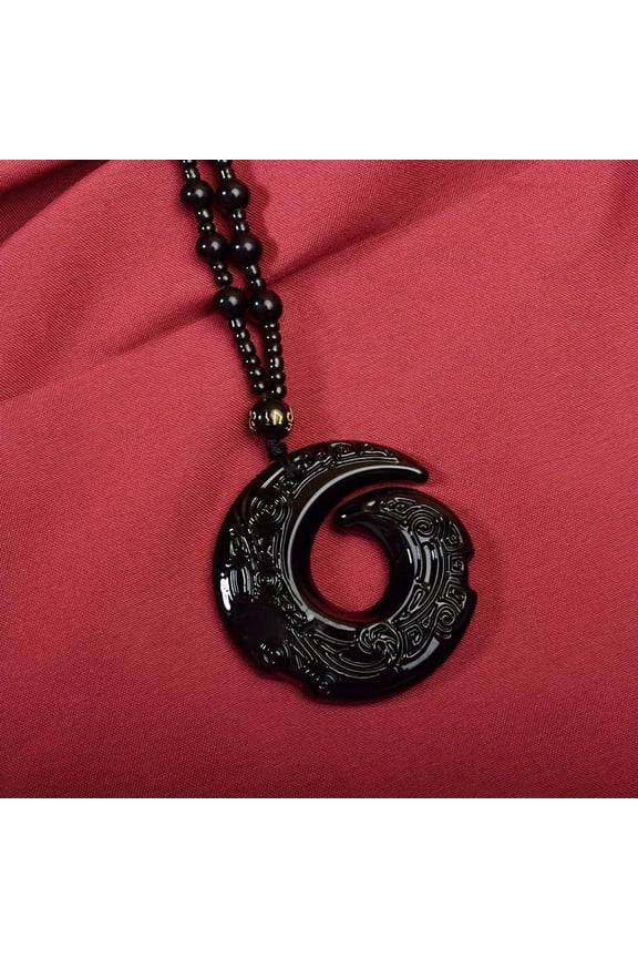 Elegant Obsidian Pendant Necklace for Men & Women - Good Luck Charm, Natural Stone Design, Fashion Jewelry Gift,1pc