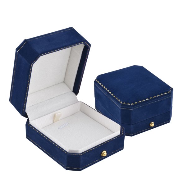 Elegant Octagon Velvet Navy Blue Pendant Box Jewelry Gift Boxes 1 PCS for Anniversary Gifting Wedding Proposal Valentine's Day