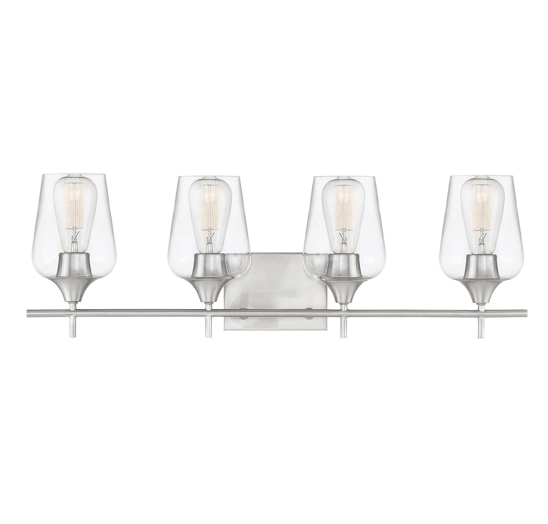Satin Nickel 4-Light Vanity Fixture with Clear Glass Shades