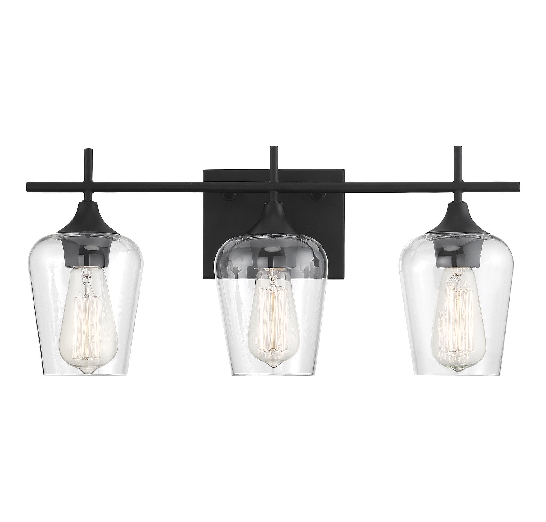 Octave Black and Clear Glass 3-Light Vanity Fixture