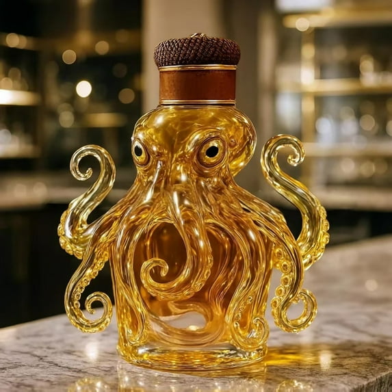 Elegant Octopus Shaped Glass - Unique Art Design Bottle for Home Bar Display and Special Occasions - White