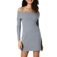 thumbnail image 1 of Elegant Off Shoulder Knitted Mini Long Sleeve Dress For Women, 1 of 2
