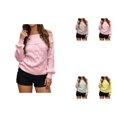 thumbnail image 1 of Elegant Off-Shoulder Long Sleeve Ribbed Knit Pullover Sweater for Women – Fashion-Forward Fall Going-Out Top, 1 of 5