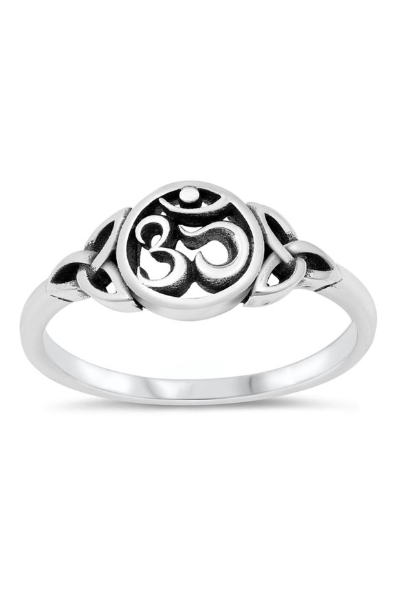 Elegant Ohm Celtic Om Symbol Ring .925 Sterling Silver Band Jewelry Female Male Unisex Size 9