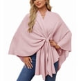 thumbnail image 1 of Elegant One-Shoulder Cape Poncho, Soft V-Neck Batwing Sleeve Wrap for Women,One Size Fits All,3, 1 of 53