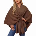 thumbnail image 1 of Elegant One-Shoulder Cape Poncho, Soft V-Neck Batwing Sleeve Wrap for Women,One Size Fits All,7, 1 of 53