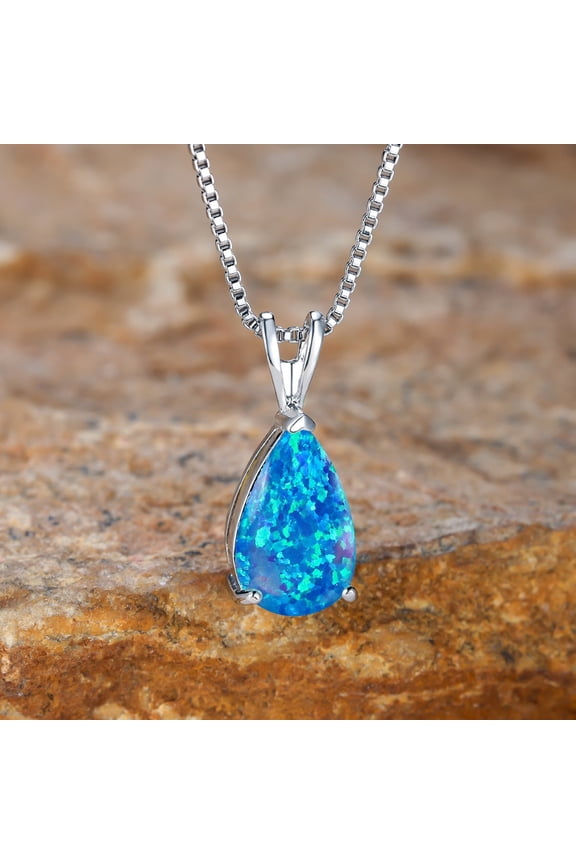 Elegant Opal Water Drop Pendant Necklace Women's Clavicle Chain Perfect Gift for Birthday Valentine's Christmas Mother's Day