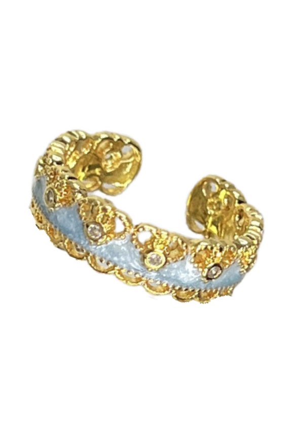 Elegant Openable Styles Enameled Rings Lace Detailing for Daily Wear