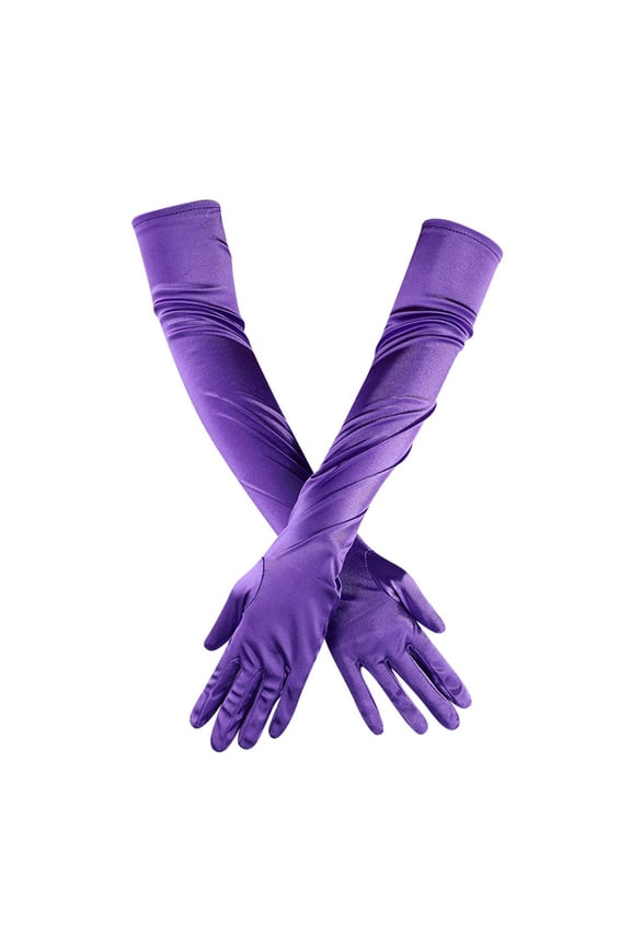 Elegant Opera Length Satin Dance Gloves for Women 1920s Bridal Evening Wear Accessory