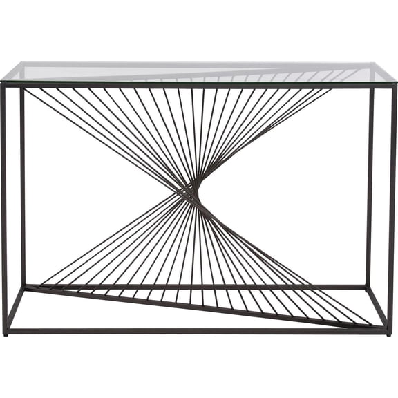 Elegant Optical Twist Console Table in Matte Graphite