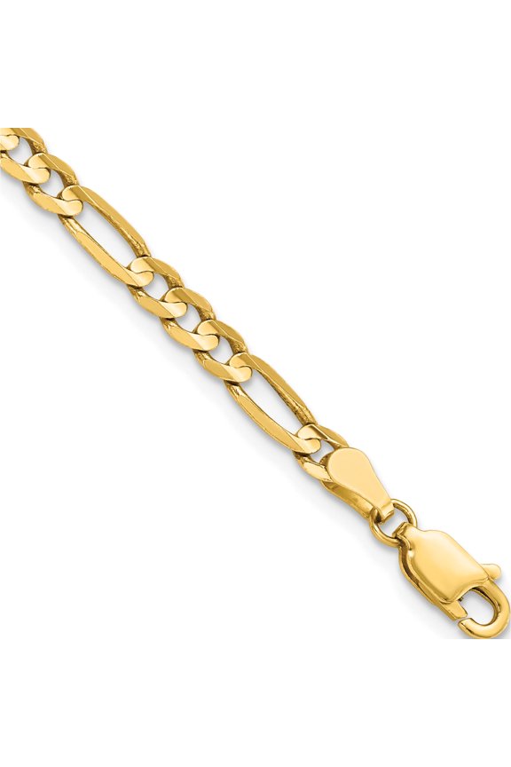 14K Yellow Gold 4mm Flat Figaro Chain