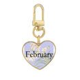 thumbnail image 1 of Elegant Orchid February Design Pattern Gold Heart Keychain Metal Keyring Holder, 1 of 3