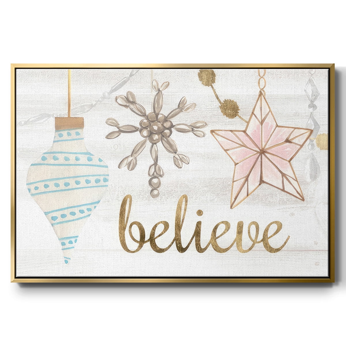 Elegant Ornaments Collection A - Framed Gallery Wrapped Holiday Canvas - 17 x 25 - Gold Frame