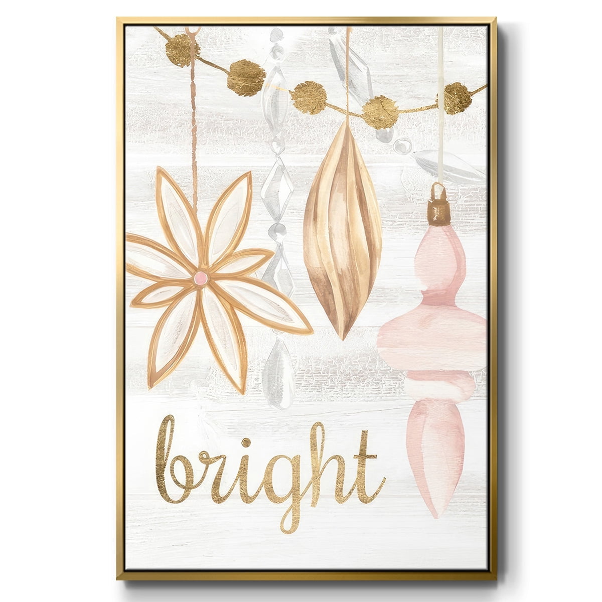 Elegant Ornaments Collection B - Framed Gallery Wrapped Holiday Canvas - 17 x 25 - Gold Frame