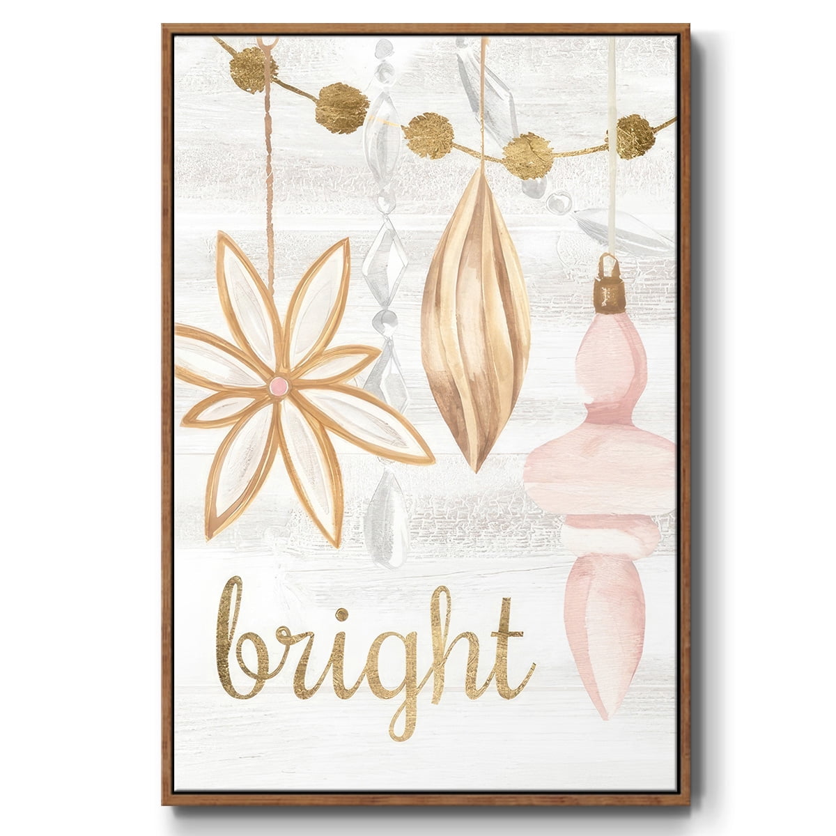 Elegant Ornaments Collection B - Framed Gallery Wrapped Holiday Canvas - 17 x 25 - Rosewood Frame