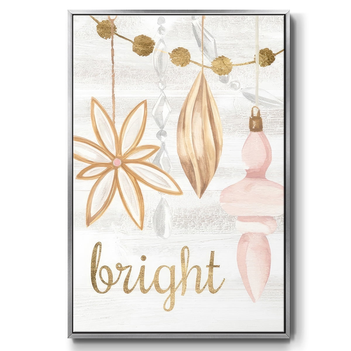 Elegant Ornaments Collection B - Framed Gallery Wrapped Holiday Canvas - 27 x 41 - Silver Frame