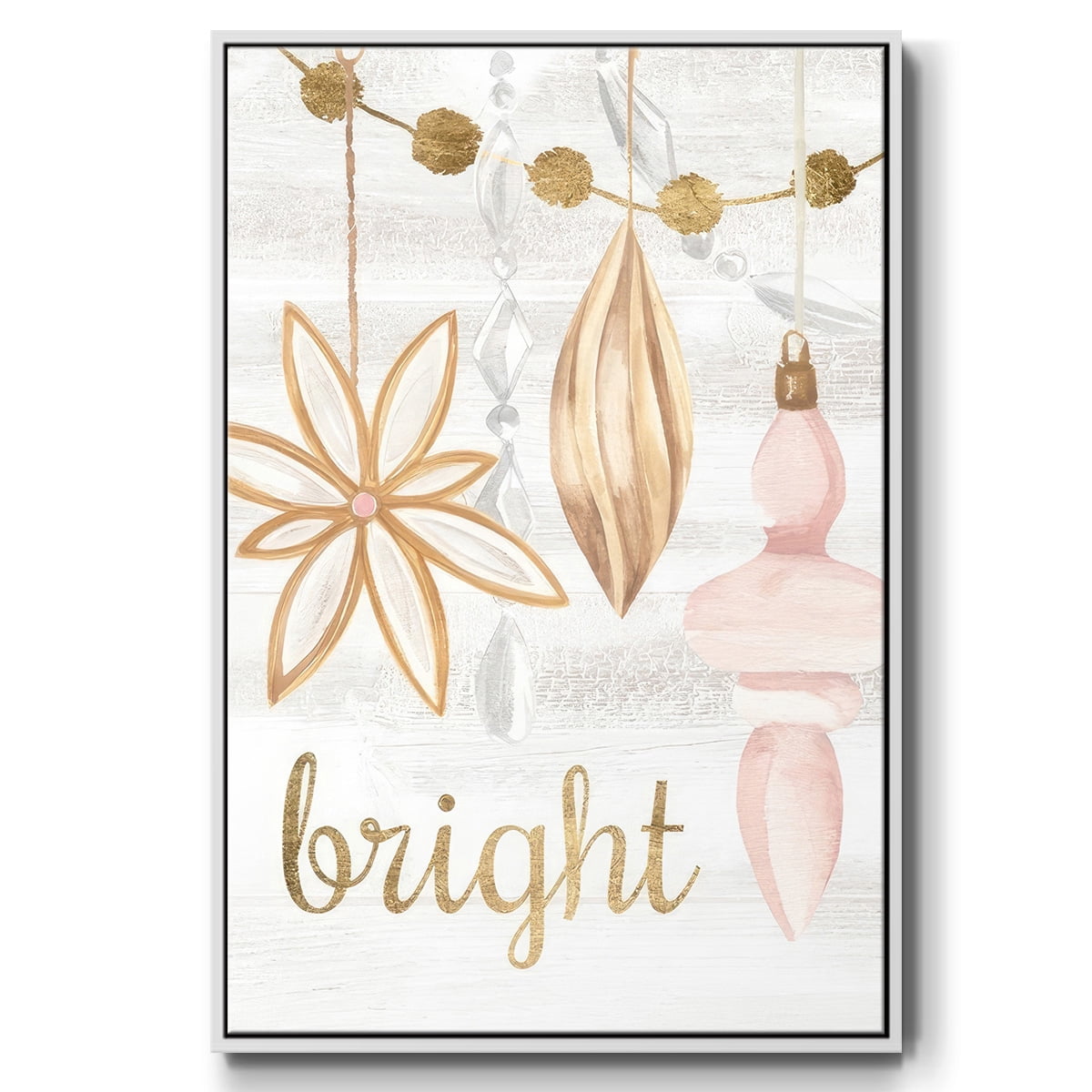 Elegant Ornaments Collection B - Framed Gallery Wrapped Holiday Canvas - 27 x 41 - White Frame