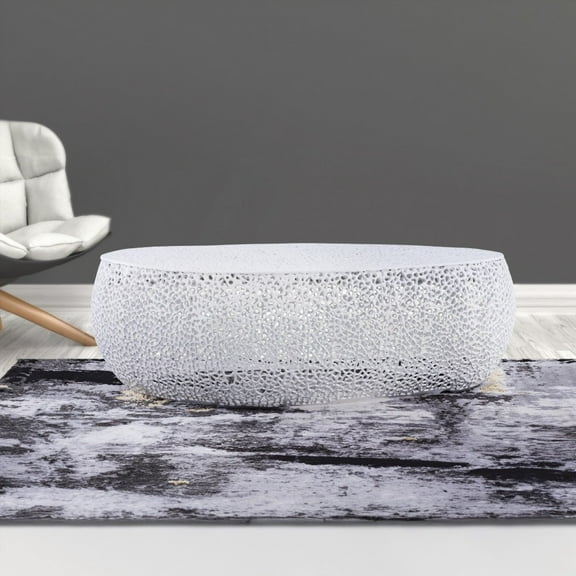 Elegant Oval Coffee Table with Sturdy Aluminum Frame|White|Customizable Finishes