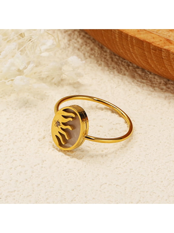 Sun Cutout Disk Band Ring For Women, 14K Gold Filled High End Statement Jewelry