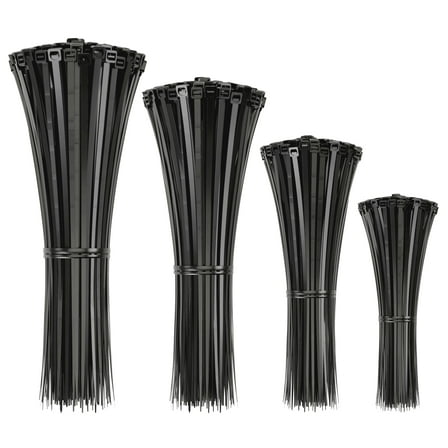 Elegant Ox Cable Zip Ties Assorted Sizes 12 8 6 4 Inch Black 400 Pack