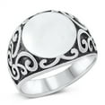 thumbnail image 1 of Elegant Oxidized Filigree Swirl Ring .925 Sterling Silver Band Jewelry Female Male Unisex Size 7, 1 of 4
