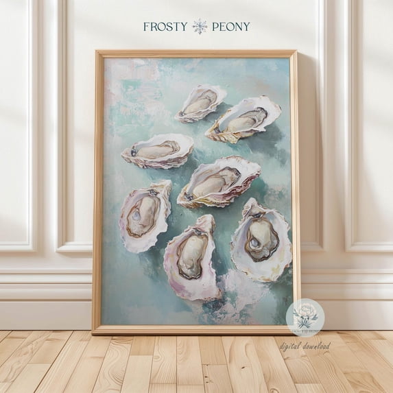Elegant Oyster Seafood Market Art Print Coastal Wall Art, Oceanic ...