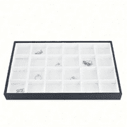Elegant PU Jewelry Organizer Tray, 24 Grid, for Earrings and Rings, Stackable Jewelry Storage Organizer Trays Jewelry Drawer Inserts Container Display Case
