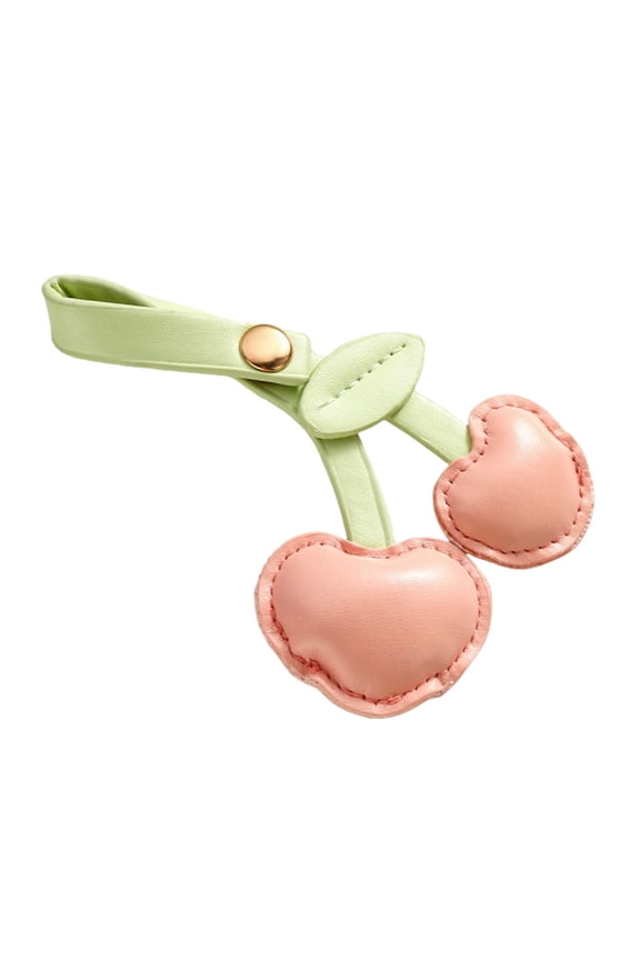 3D Cherries Keychain Charm Bag Accessory Fashionable PU Leather Fruit Keyring Ornament for Women Handbag Decoration