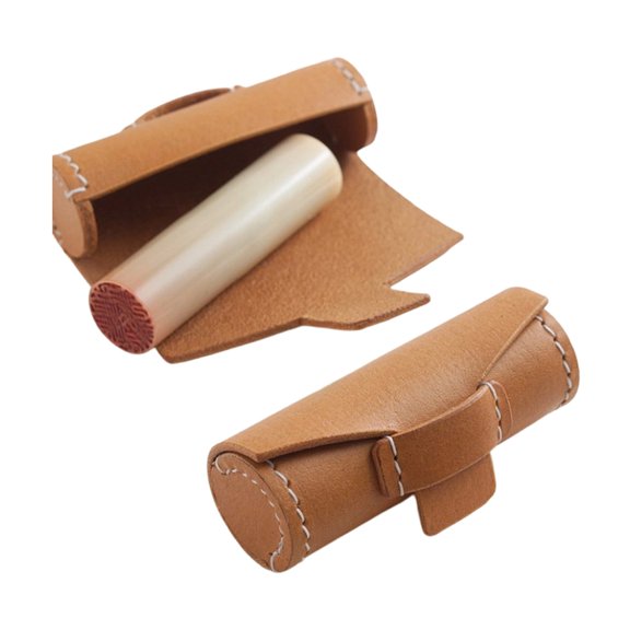 Elegant PU Leather Round Cosmetic Pouches With Vertical Storage Space Perfect For Organizing Desk Or