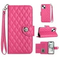 thumbnail image 1 of Elegant PU Leather Wallet Case for iPhone 15 with Wrist Strap, Women Girls Shockproof Kickstand Magnetic Closure Card Slots Rugged Phone Case Cover for iPhone 15, Rose, 1 of 7