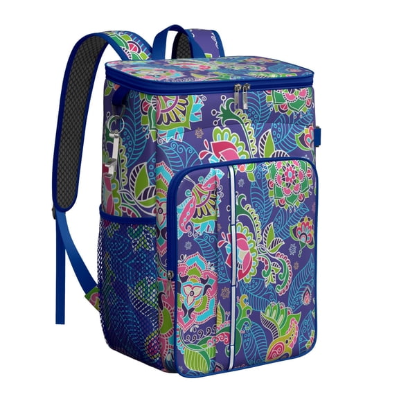 Elegant Paisley Boho Cooler Backpack - 20L Insulated Soft Cooler Bag with Multiple Pockets, Lightweight & Durable for Outdoor Adventures