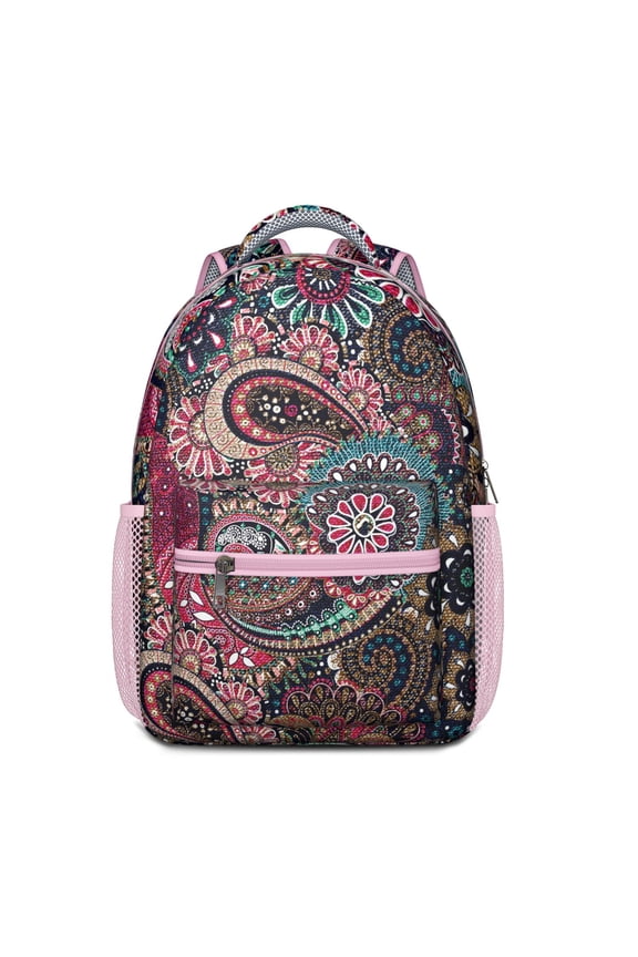 Elegant Paisley Boho Design Backpack - Waterproof & Durable Bookbag with Spinal Support for Students