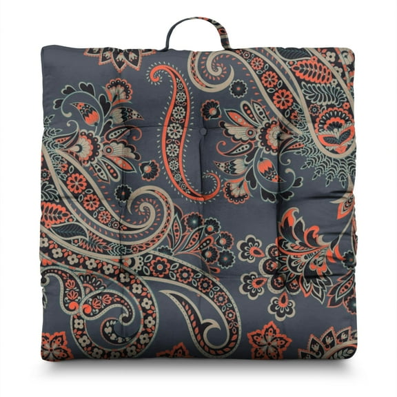 Elegant Paisley Floor Sitting Cushion - 4.7" Thick Japanese-Style Tatami Mat Seat Pad with 9-Point Stitching