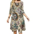thumbnail image 1 of Elegant Paisley Floral Cream Fabric Womens Summer Dress Tie Back A Line Flare Dress, 1 of 9