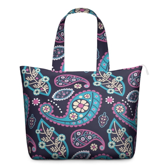 Elegant Paisley Floral Duffel Bohemian Chic Weekender Bag with Artistic Vintage Pattern, Ethnic Mala Inspired Design