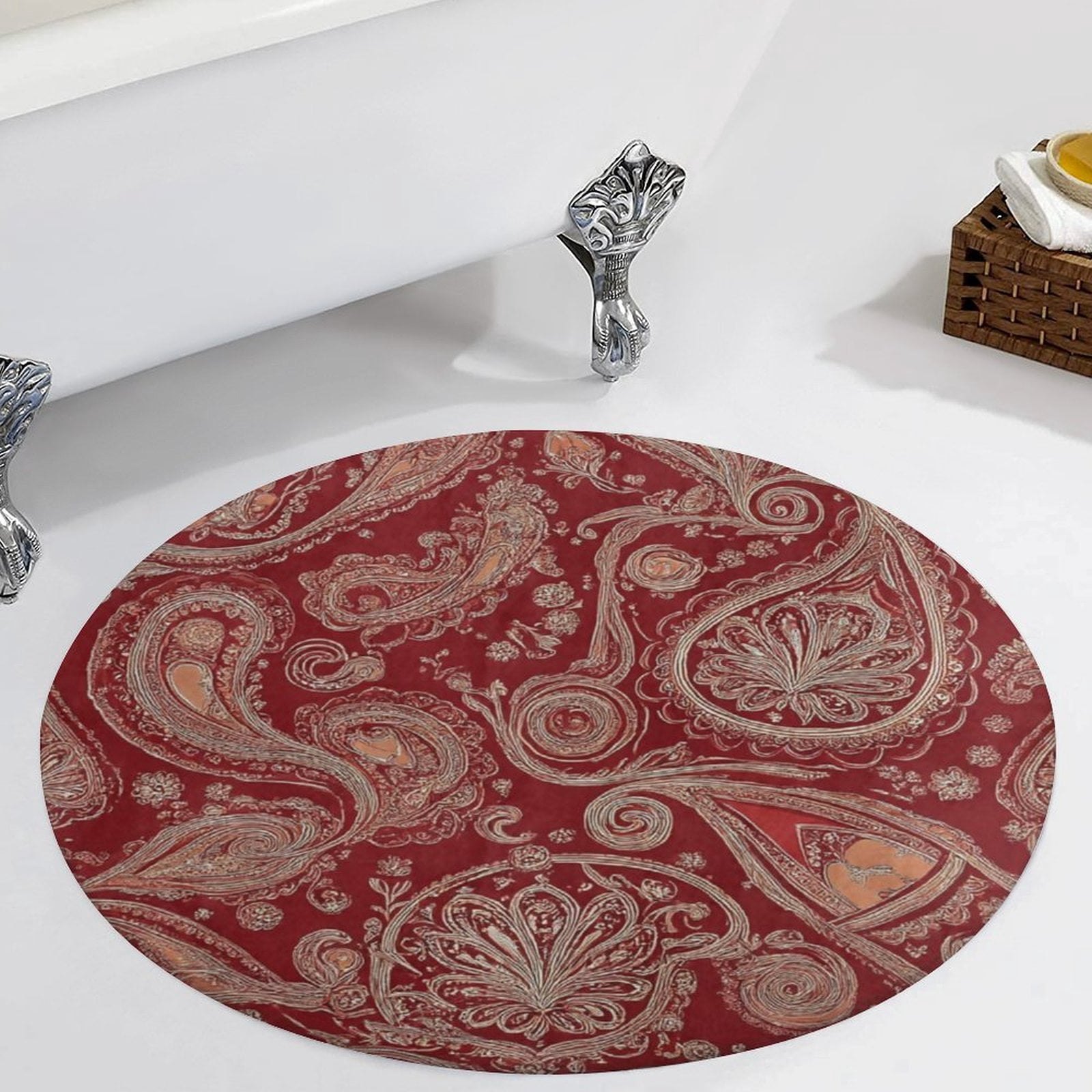 Elegant Paisley Floral Pattern Area Round Carpet Living Room Bedroom ...