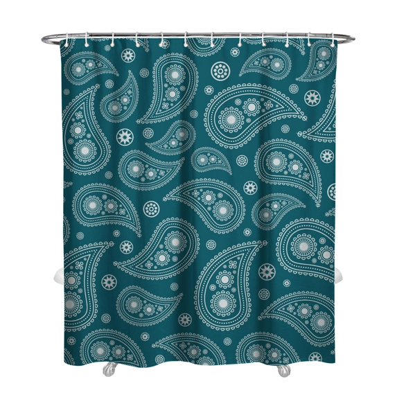 Elegant Paisley Floral Shower Curtain 72x84 Inches, Quick-Dry Polyester with Plastic Hooks, Abstract Artistic Design for Bathroom Style