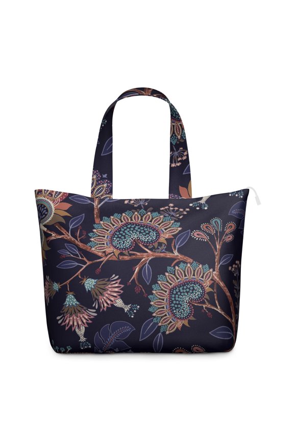 Elegant Paisley Floral Weekender Bohemian Vintage Travel Duffel with Artistic Ethnic Pattern, Chic Mala Inspired Design