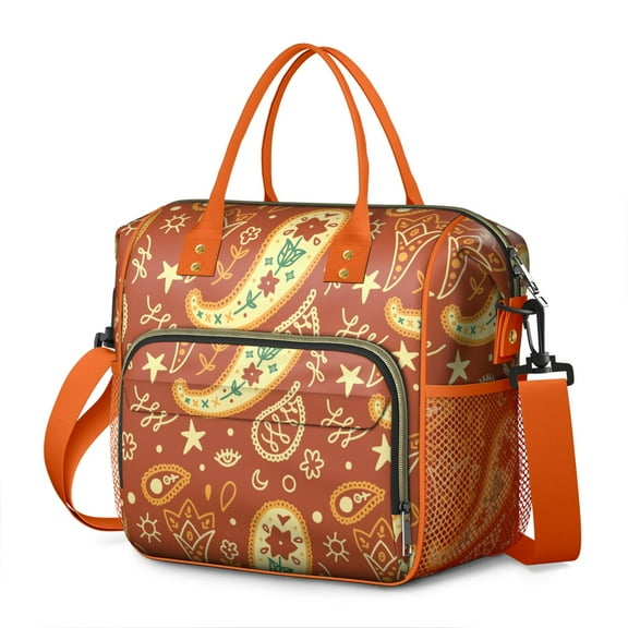 Elegant Paisley Large Lunch Bag - Insulated Leakproof Food Storage Tote with Multi-Pocket (Classic Decorative Style for Men & Women)