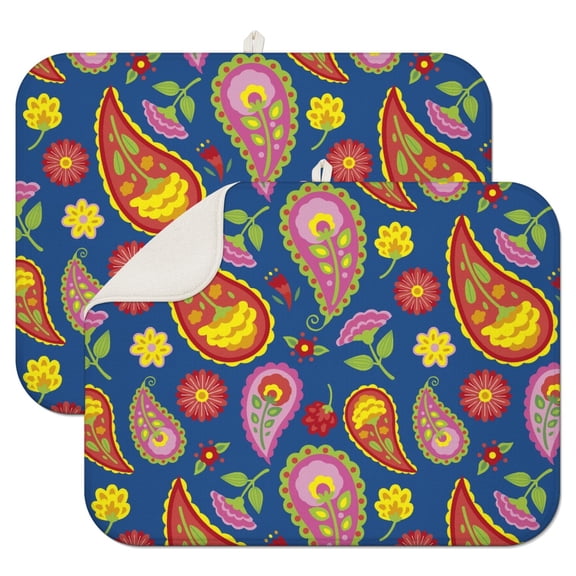 Elegant Paisley Pattern Coffee Mat – Lightweight Microfiber Spill Mat, Foldable Dish Drying Pad for Home and Cafe Use