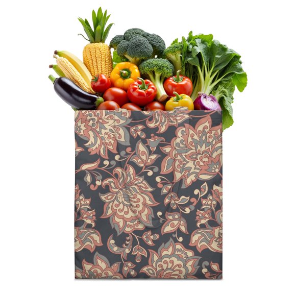Elegant Paisley Print Reusable Grocery Bag - Machine Washable Tote with Classic Floral Patterns