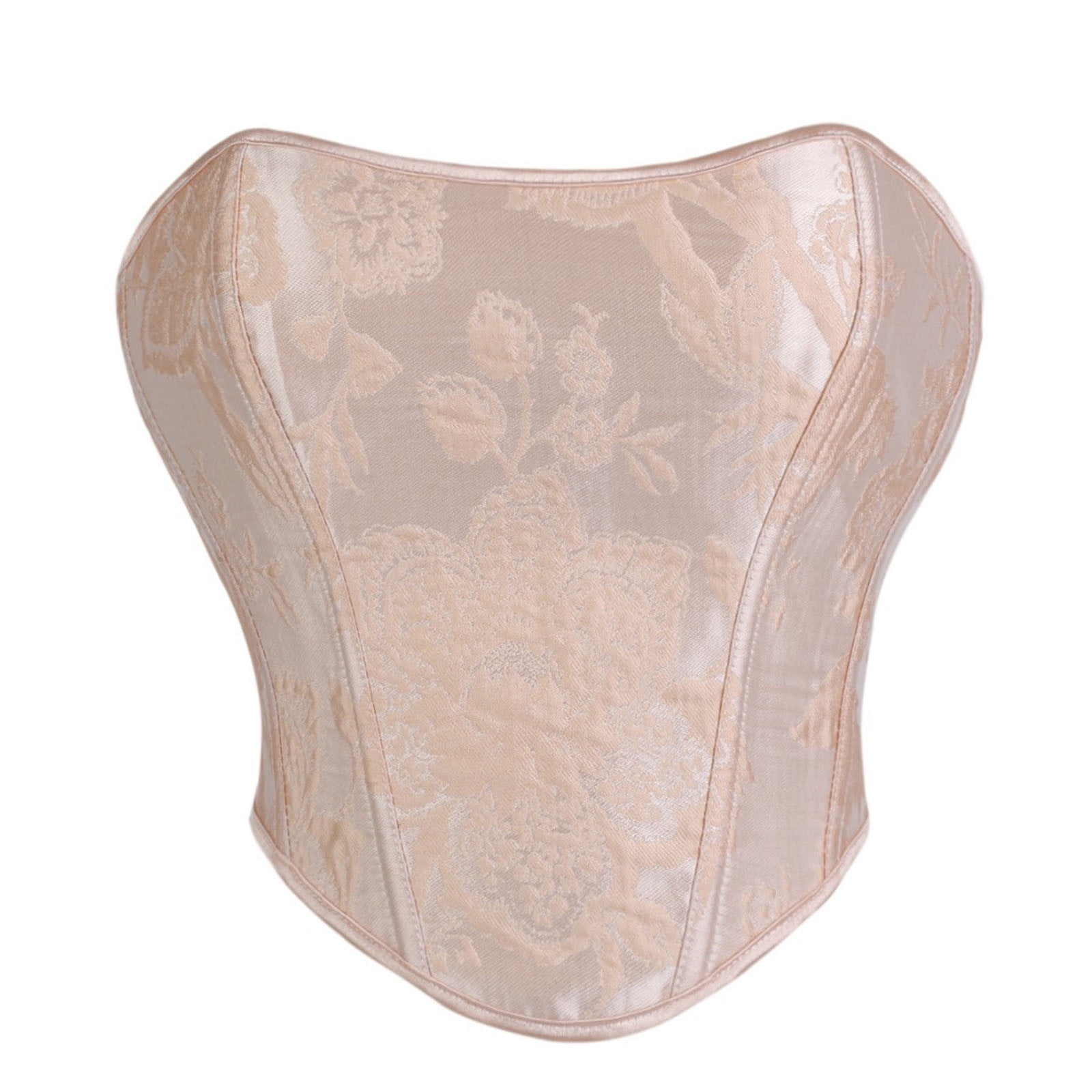 Elegant Paisley Strapless Corset Tops for Women Lace Up Overbust — free download