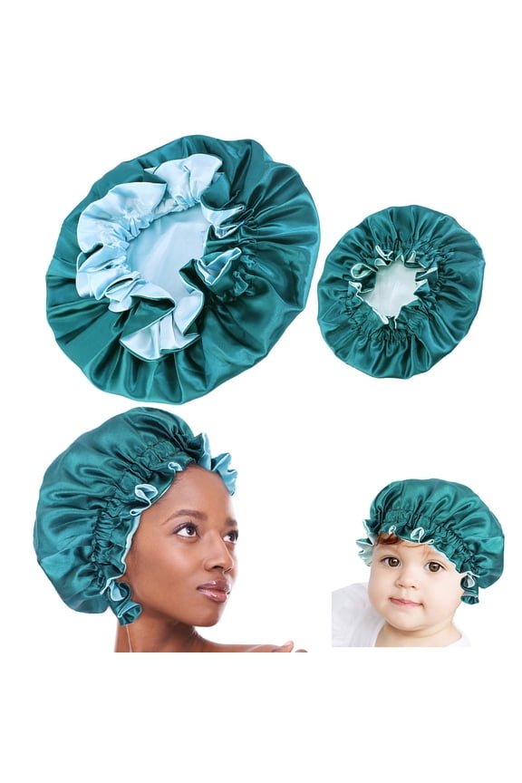 Elegant Parent and Child Satin Lace Nightcap Imitation Silk Hair Sleeping Bonnet for Women and Girls
